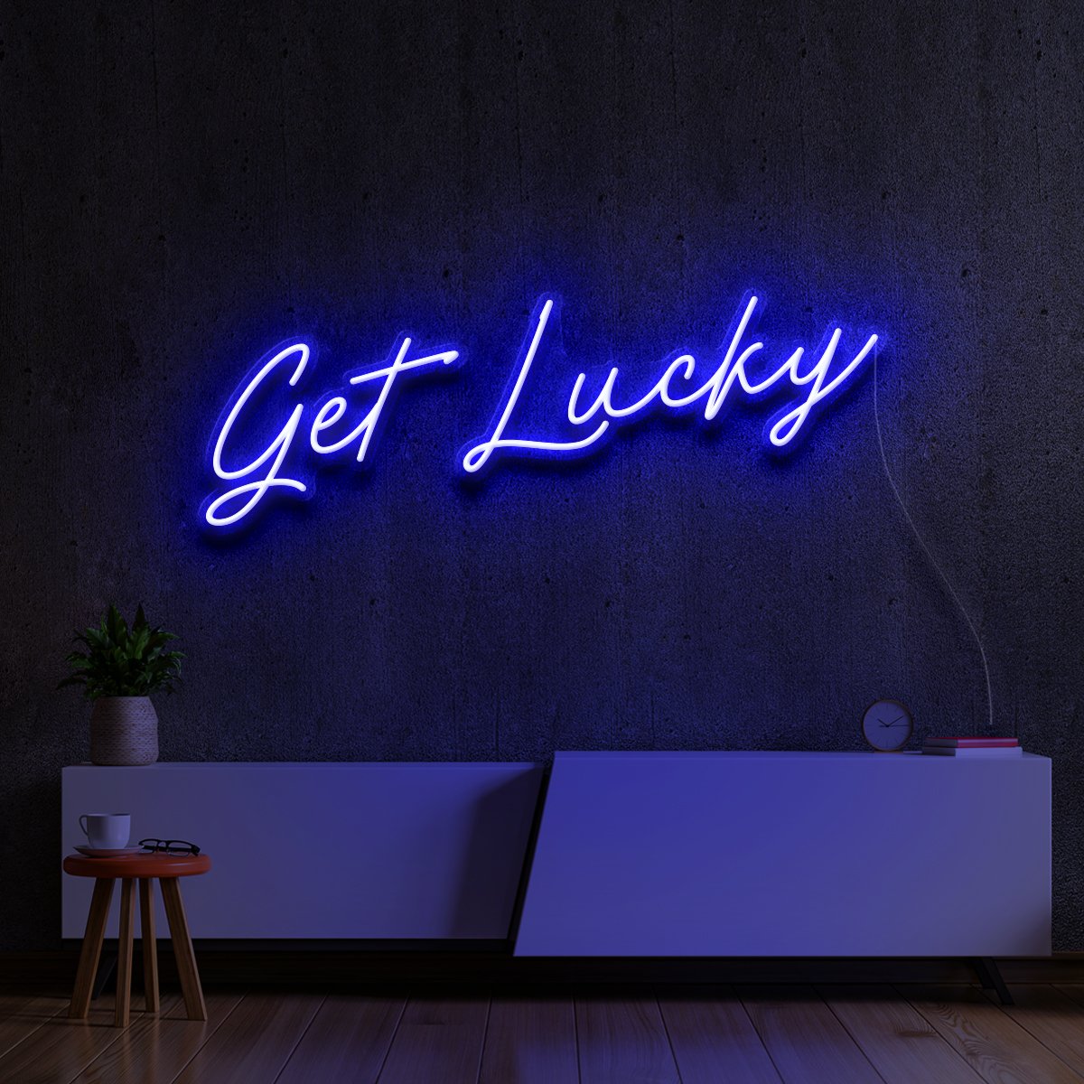 "Get Lucky" Neon Sign 60cm (2ft) / Blue / LED Neon by Neon Icons