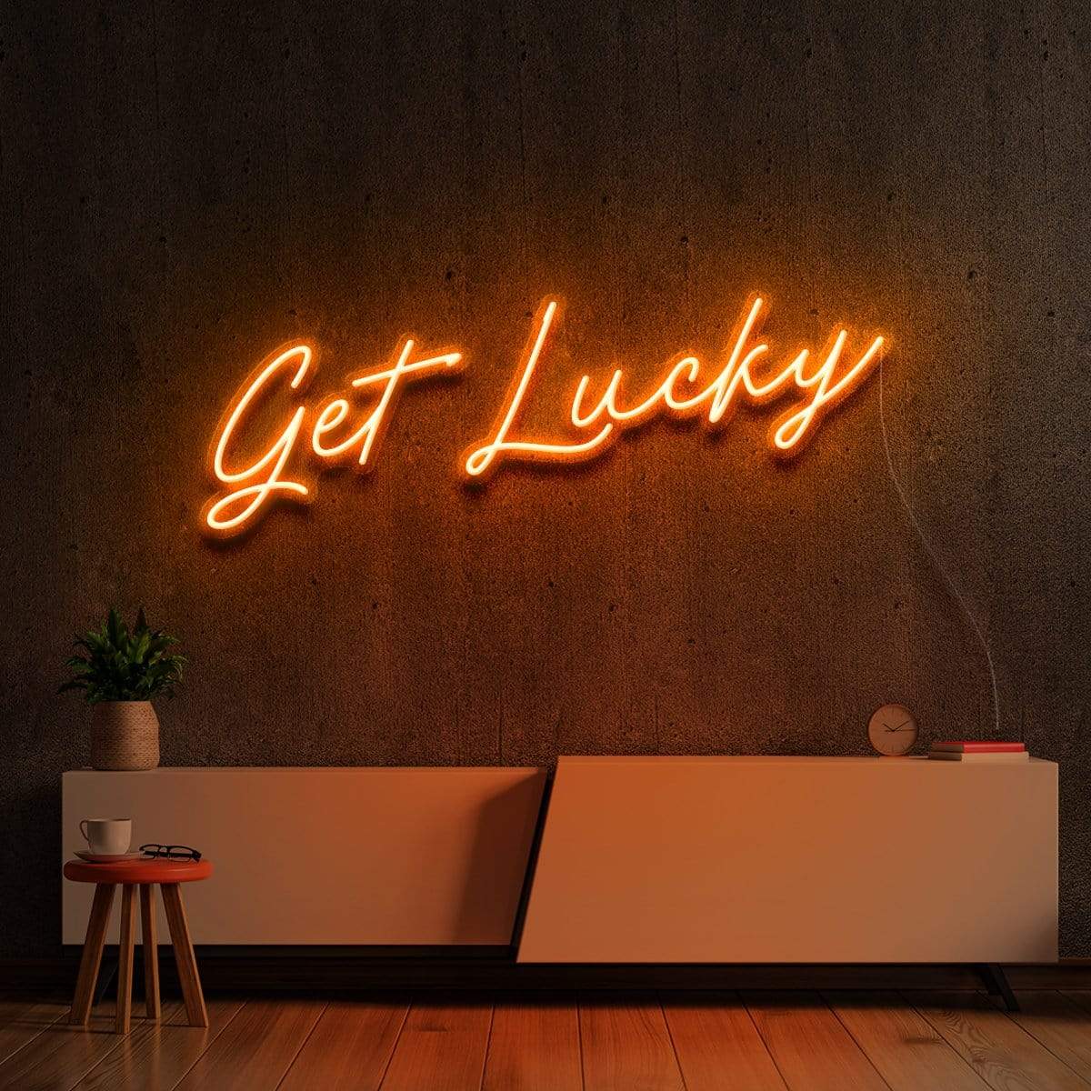 "Get Lucky" Neon Sign 60cm (2ft) / Orange / LED Neon by Neon Icons