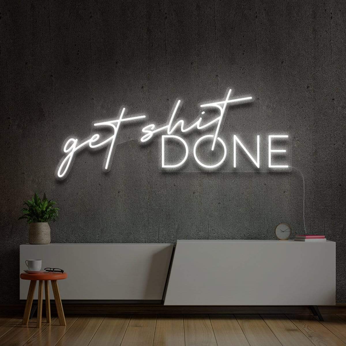 "Get Shit Done" Neon Sign 60cm (2ft) / White / LED Neon by Neon Icons