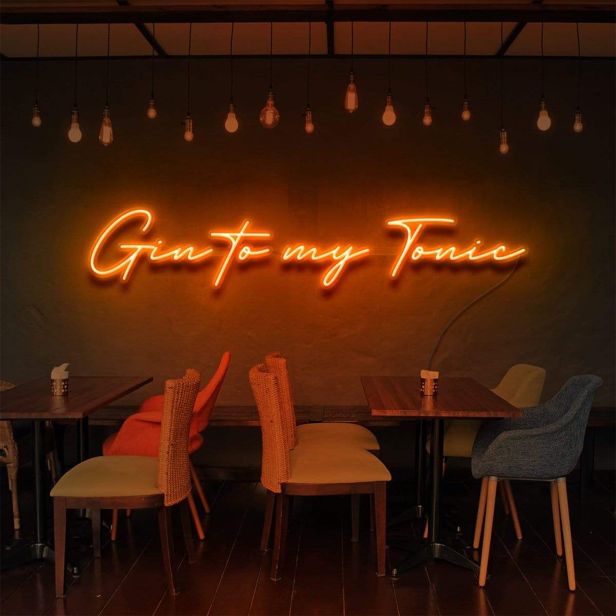 Gin to My Tonic" Neon Sign for Bars & Restaurants 90cm (3ft) / Orange / LED Neon by Neon Icons