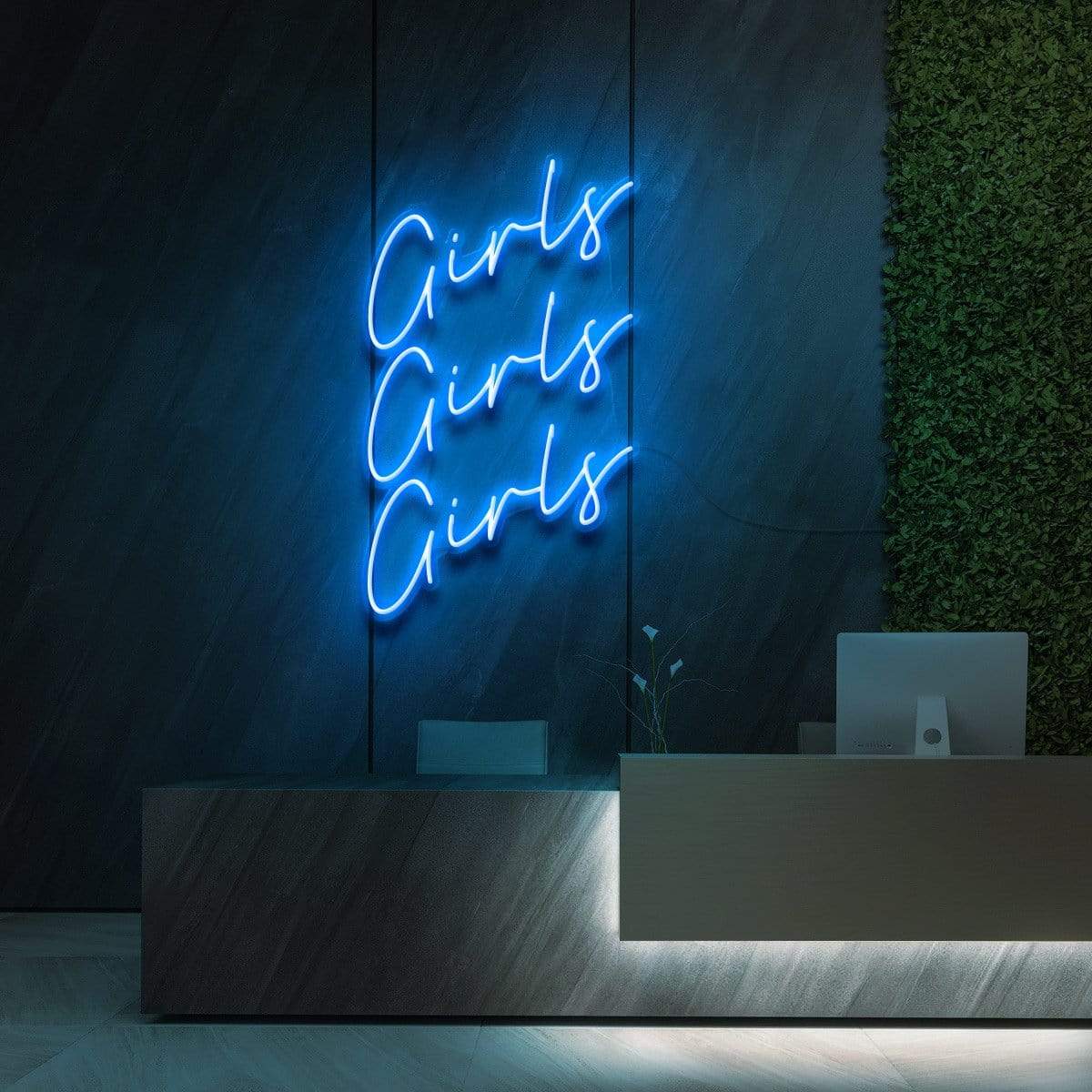 "Girls Girls Girls" Neon Sign for Beauty & Cosmetic Studios 60cm (2ft) / Ice Blue / LED Neon by Neon Icons