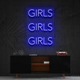 "Girls Girls Girls" Neon Sign 60cm (2ft) / Blue / Cut to Shape by Neon Icons