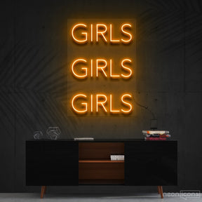 "Girls Girls Girls" Neon Sign 60cm (2ft) / Orange / Cut to Shape by Neon Icons