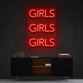 "Girls Girls Girls" Neon Sign 60cm (2ft) / Red / Cut to Shape by Neon Icons