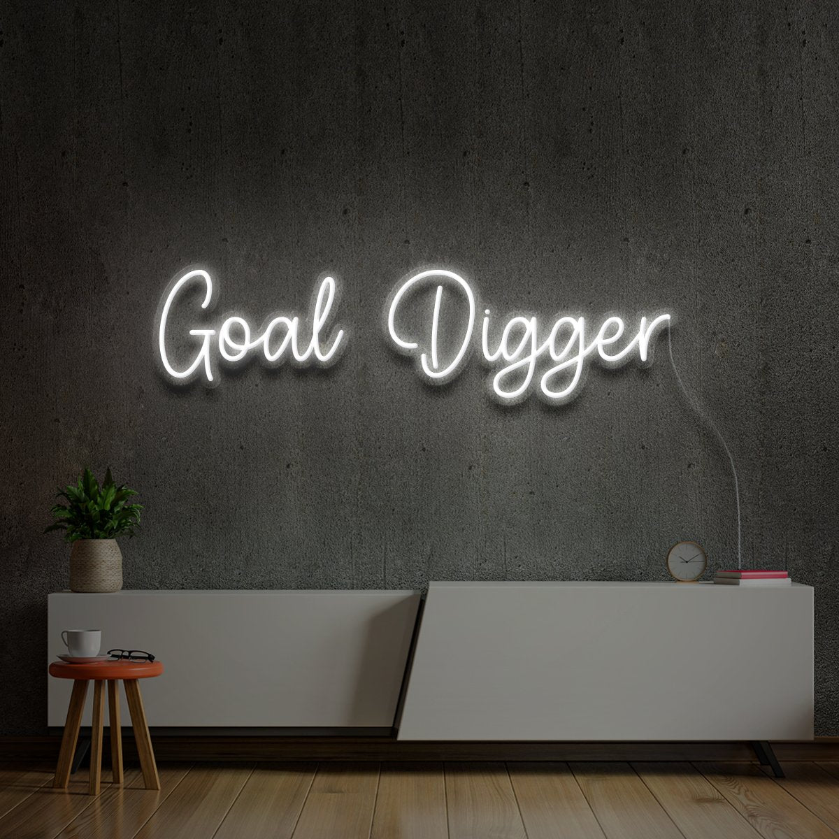 "Goal Digger" Neon Sign 60cm (2ft) / White / LED Neon by Neon Icons