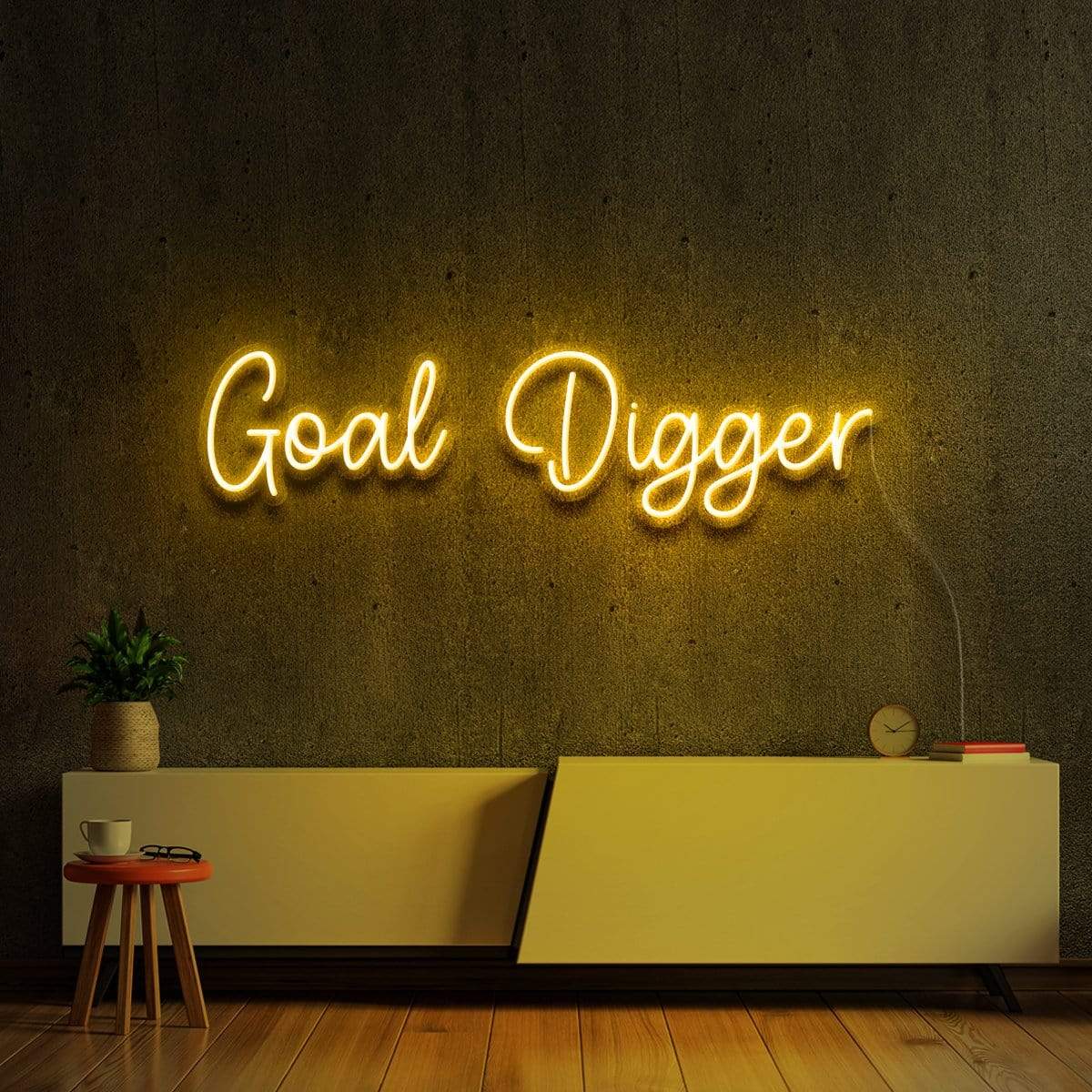 "Goal Digger" Neon Sign 60cm (2ft) / Yellow / LED Neon by Neon Icons