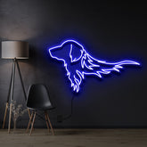 "Golden Retriever" Pet Neon Sign 60cm / Blue / Cut to Shape by Neon Icons