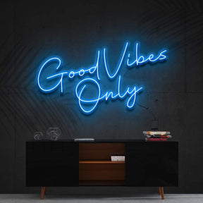 "Good Vibes Only" Custom Neon Sign 180cm/6ft / Ice Blue / Cut to Shape by Neon Icons