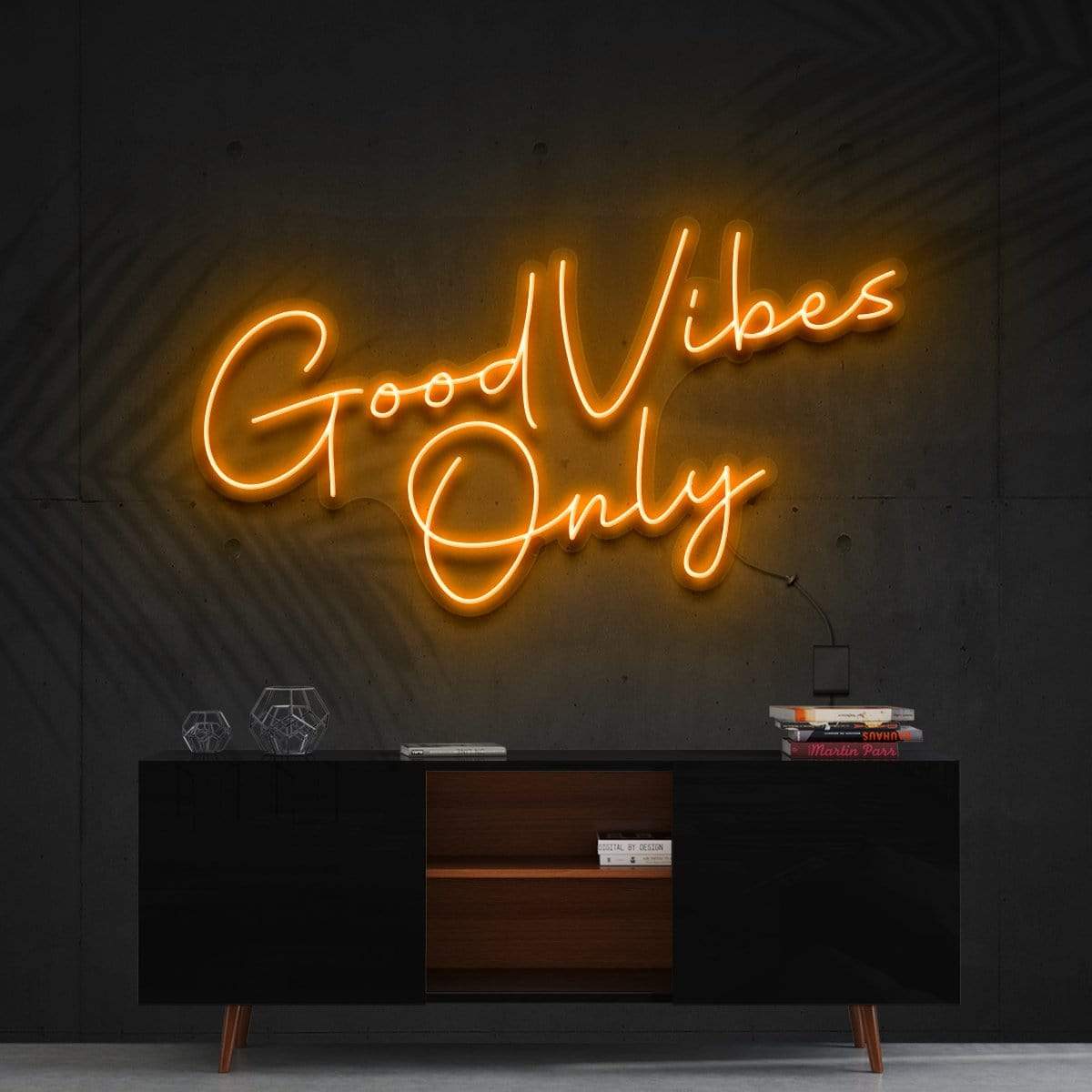 "Good Vibes Only" Custom Neon Sign 180cm/6ft / Orange / Cut to Shape by Neon Icons