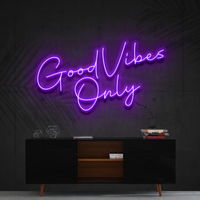 "Good Vibes Only" Custom Neon Sign 180cm/6ft / Purple / Cut to Shape by Neon Icons