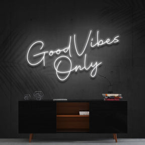 "Good Vibes Only" Custom Neon Sign 180cm/6ft / White / Cut to Shape by Neon Icons