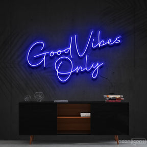 "Good Vibes Only" Neon Sign 60cm (2ft) / Blue / Cut to Shape by Neon Icons