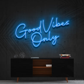 "Good Vibes Only" Neon Sign 60cm (2ft) / Ice Blue / Cut to Shape by Neon Icons