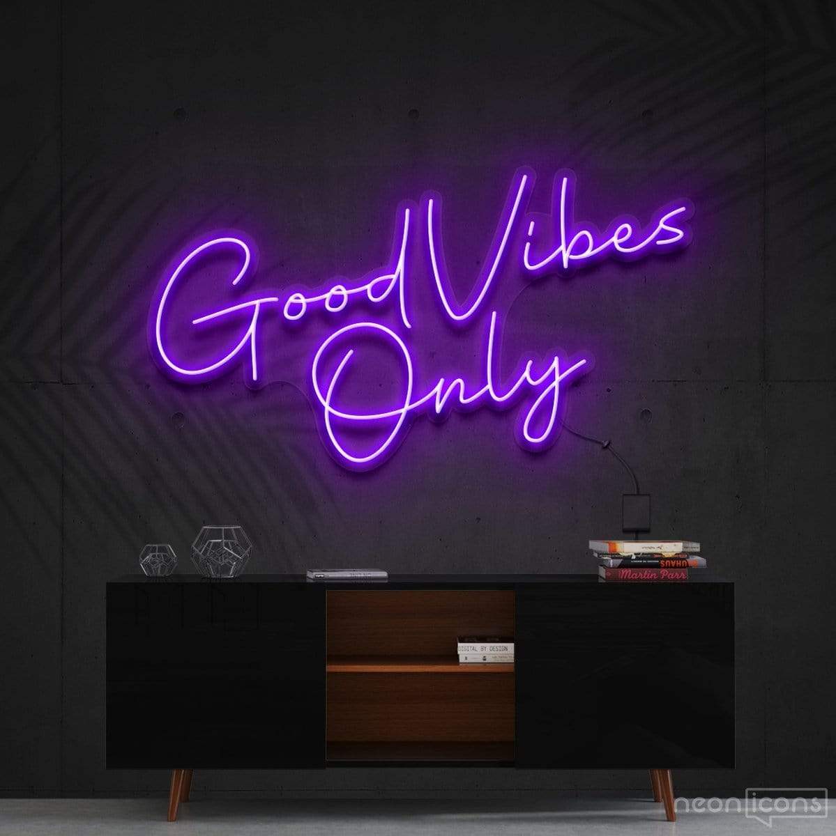 "Good Vibes Only" Neon Sign 60cm (2ft) / Purple / Cut to Shape by Neon Icons