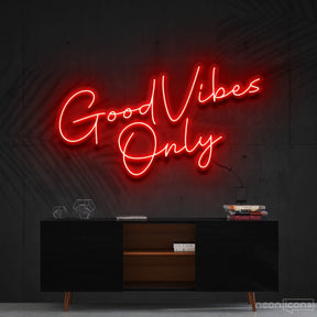 "Good Vibes Only" Neon Sign 60cm (2ft) / Red / Cut to Shape by Neon Icons