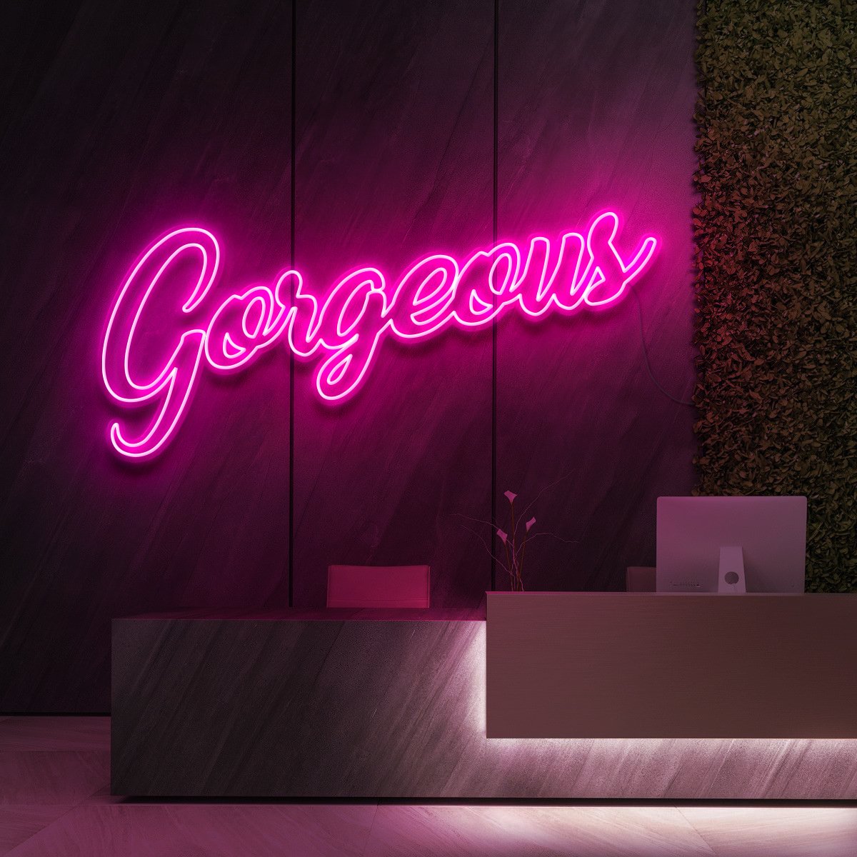 "Gorgeous" Neon Sign for Beauty Salons & Cosmetic Studios 120cm (4ft) / Pink / LED Neon by Neon Icons
