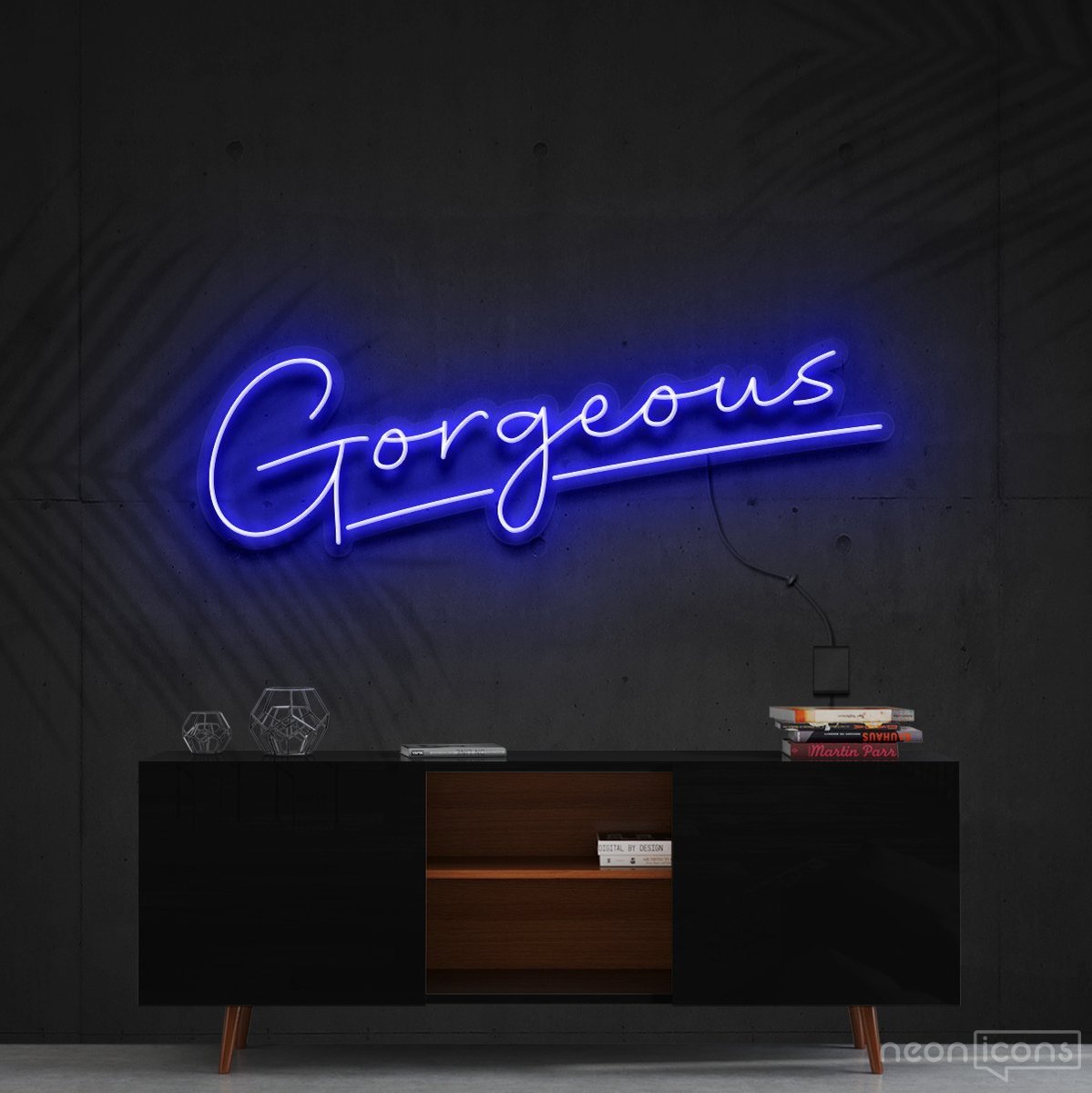 "Gorgeous" Neon Sign 60cm (2ft) / Blue / Cut to Shape by Neon Icons