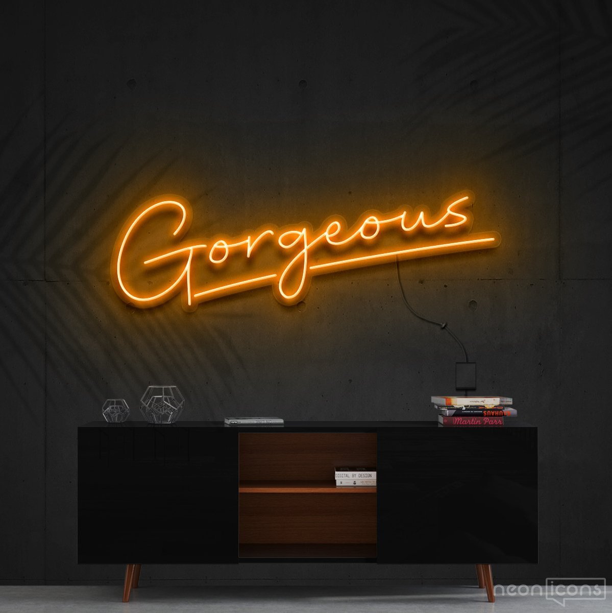 "Gorgeous" Neon Sign 60cm (2ft) / Orange / Cut to Shape by Neon Icons