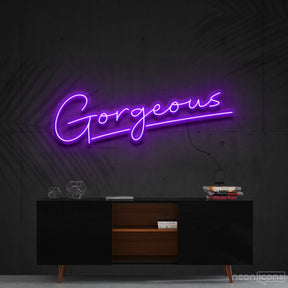 "Gorgeous" Neon Sign 60cm (2ft) / Purple / Cut to Shape by Neon Icons