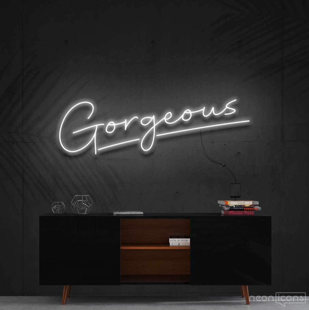 "Gorgeous" Neon Sign 60cm (2ft) / White / Cut to Shape by Neon Icons