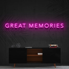 "Great Memories" Neon Sign 120cm (4ft) / Pink / Cut to Shape by Neon Icons