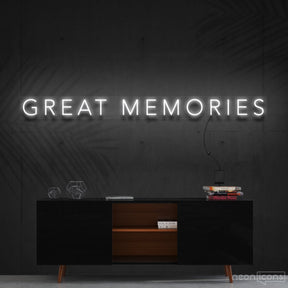 "Great Memories" Neon Sign 120cm (4ft) / White / Cut to Shape by Neon Icons