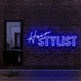 "Hair Stylist" Neon Sign for Hair Salons & Barbershops 90cm (3ft) / Blue / LED Neon by Neon Icons