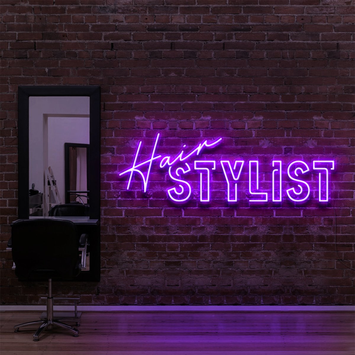"Hair Stylist" Neon Sign for Hair Salons & Barbershops 90cm (3ft) / Purple / LED Neon by Neon Icons