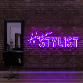 "Hair Stylist" Neon Sign for Hair Salons & Barbershops 90cm (3ft) / Purple / LED Neon by Neon Icons