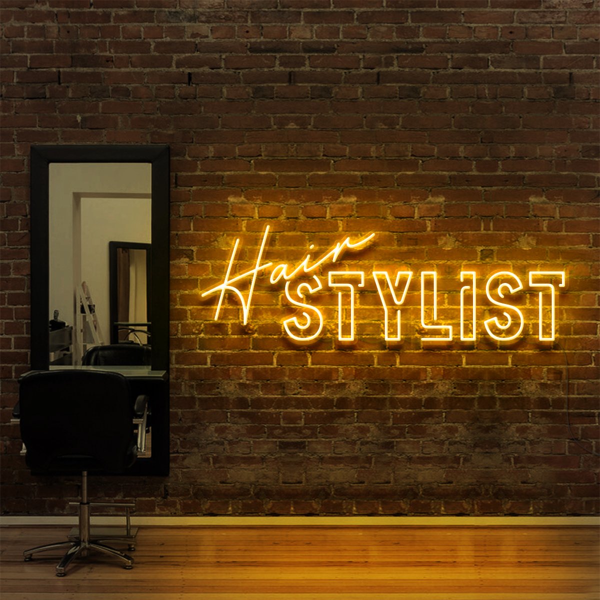 "Hair Stylist" Neon Sign for Hair Salons & Barbershops 90cm (3ft) / Yellow / LED Neon by Neon Icons