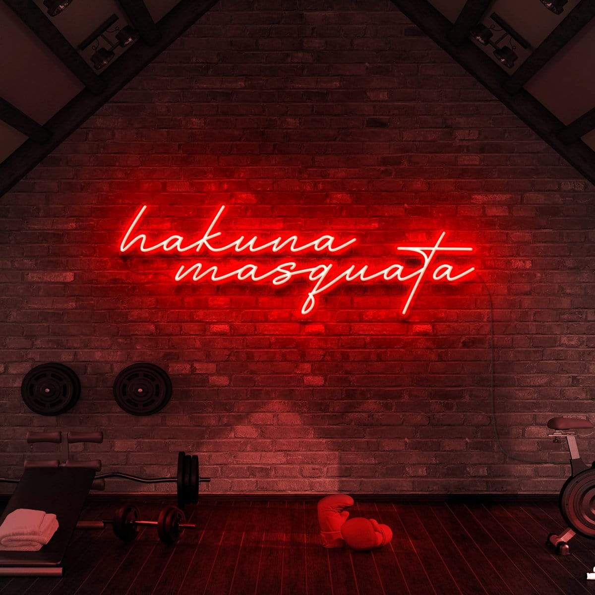 "Hakuna Masquata" Neon Sign for Gyms & Fitness Studios 90cm (3ft) / Red / LED Neon by Neon Icons