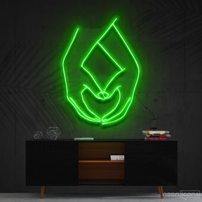 "Hand Heart" Neon Sign 60cm (2ft) / Green / Cut to Shape by Neon Icons