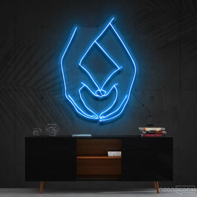 "Hand Heart" Neon Sign 60cm (2ft) / Ice Blue / Cut to Shape by Neon Icons