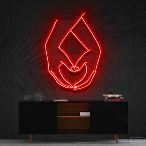 "Hand Heart" Neon Sign 60cm (2ft) / Red / Cut to Shape by Neon Icons