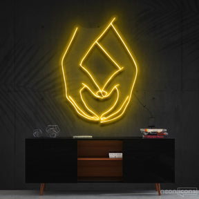 "Hand Heart" Neon Sign 60cm (2ft) / Yellow / Cut to Shape by Neon Icons