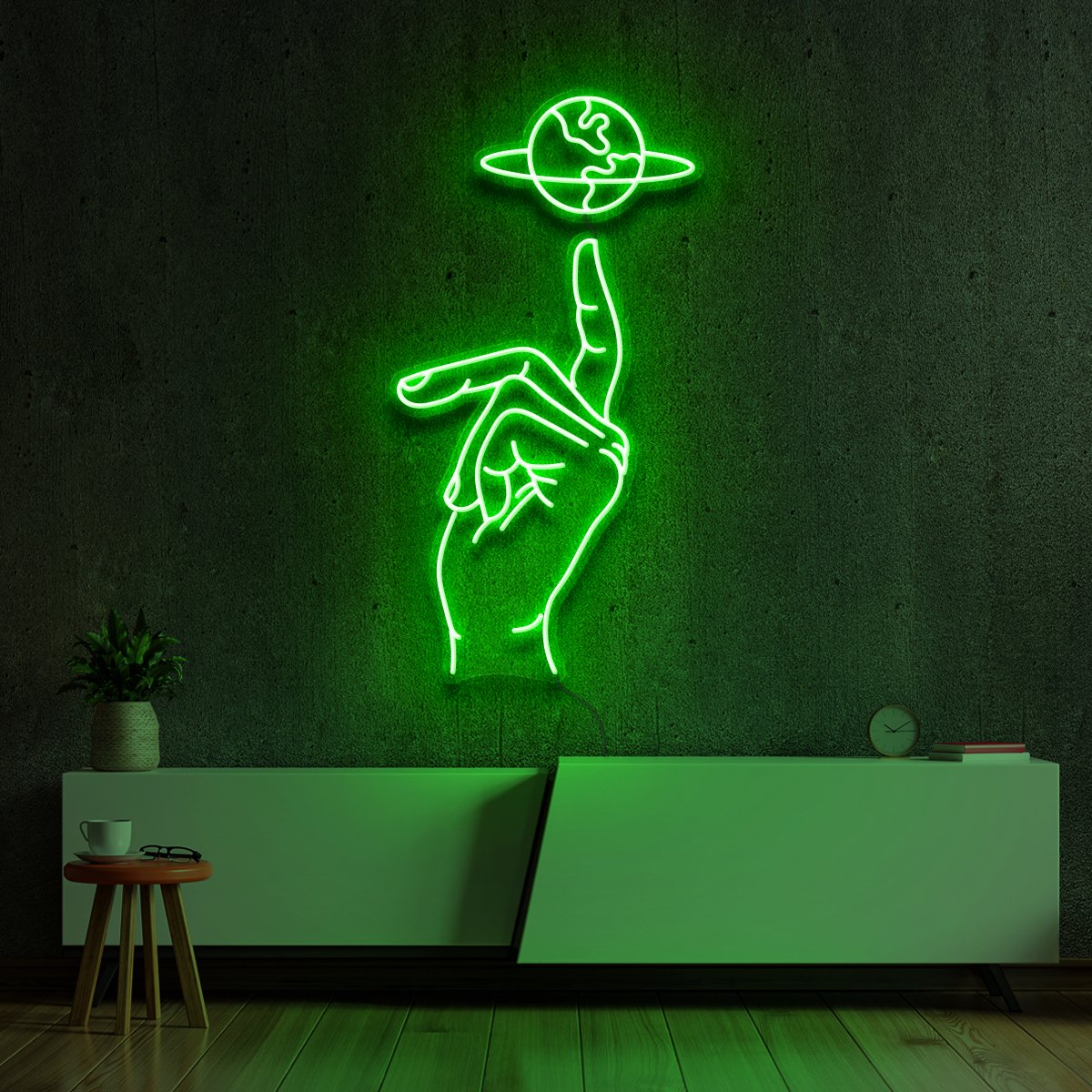 "Hand of Creation" Neon Sign 60cm (2ft) / Green / LED Neon by Neon Icons