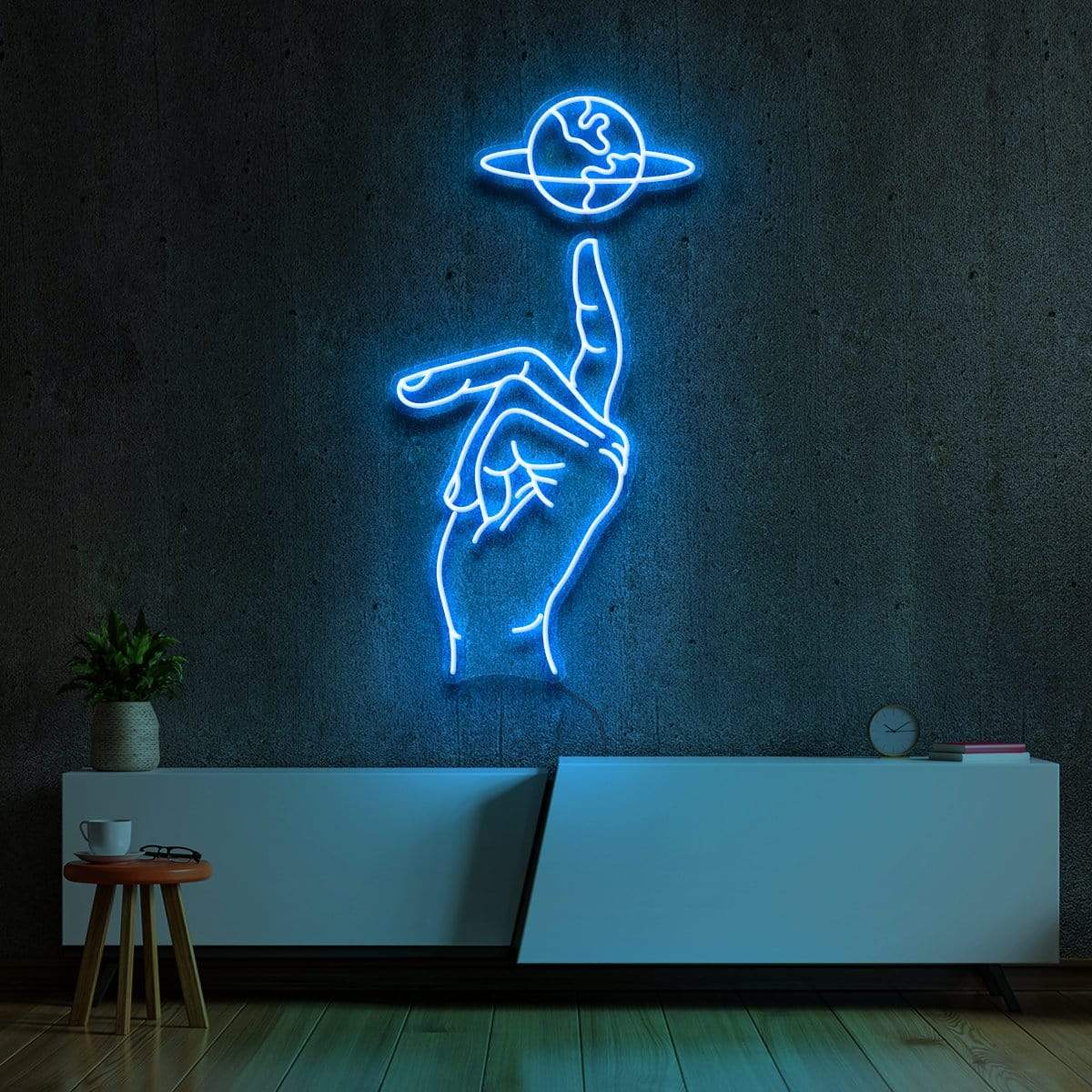 "Hand of Creation" Neon Sign 60cm (2ft) / Ice Blue / LED Neon by Neon Icons