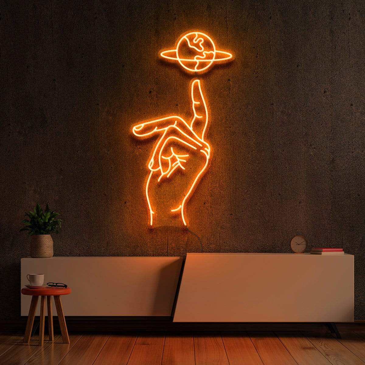 "Hand of Creation" Neon Sign 60cm (2ft) / Orange / LED Neon by Neon Icons