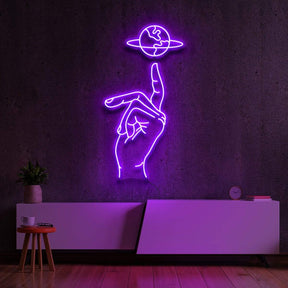 "Hand of Creation" Neon Sign 60cm (2ft) / Purple / LED Neon by Neon Icons