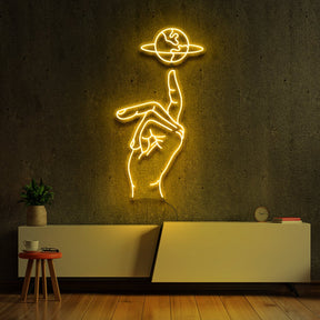 "Hand of Creation" Neon Sign 60cm (2ft) / Yellow / LED Neon by Neon Icons