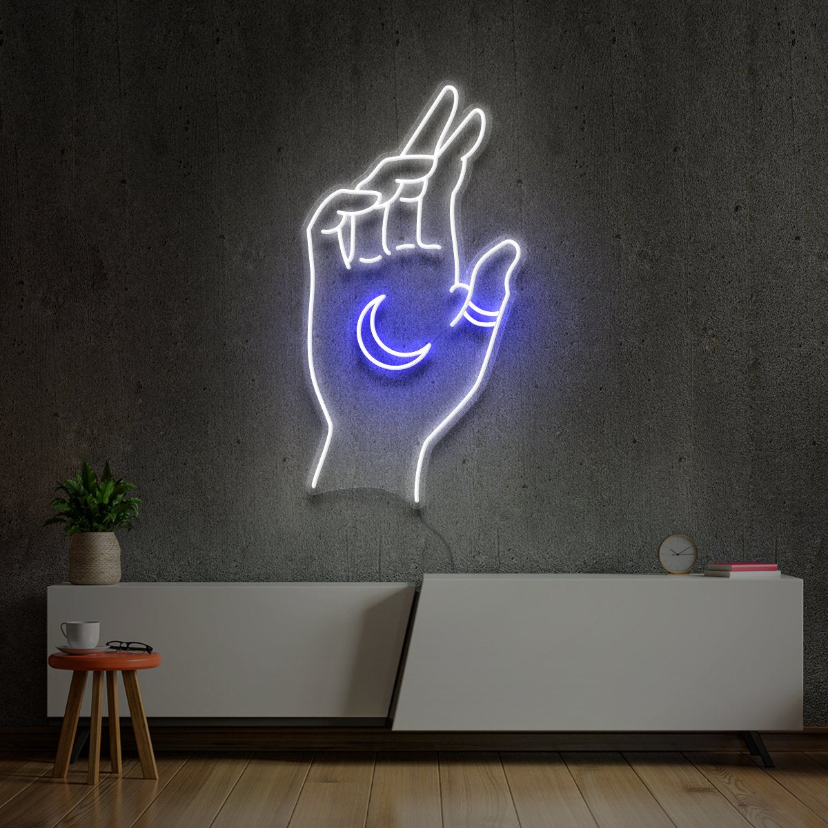 "Hand of Manifestation" Multicolour Neon Sign 60cm (2ft) / Blue / LED Neon by Neon Icons