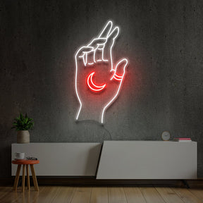 "Hand of Manifestation" Multicolour Neon Sign 60cm (2ft) / Red / LED Neon by Neon Icons