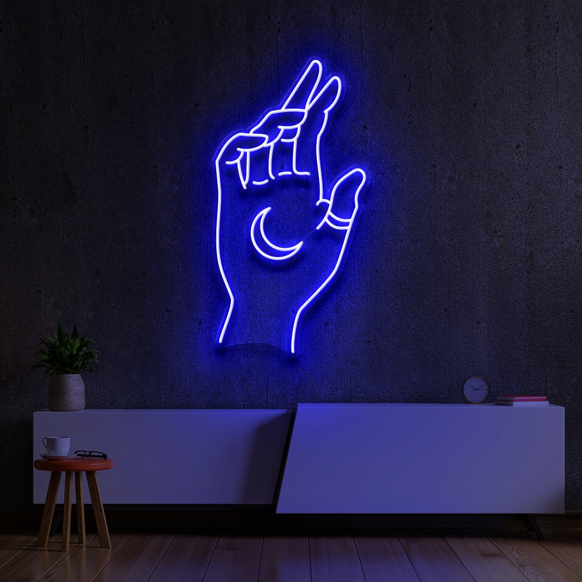 "Hand of Manifestation" Neon Sign 60cm (2ft) / Blue / LED Neon by Neon Icons