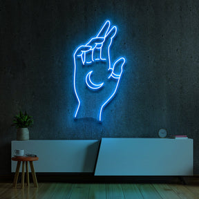 "Hand of Manifestation" Neon Sign 60cm (2ft) / Ice Blue / LED Neon by Neon Icons