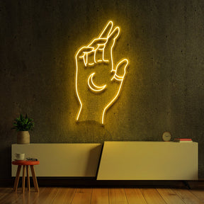 "Hand of Manifestation" Neon Sign 60cm (2ft) / Yellow / LED Neon by Neon Icons