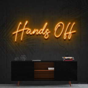 "Hands Off" Neon Sign 60cm (2ft) / Orange / Cut to Shape by Neon Icons