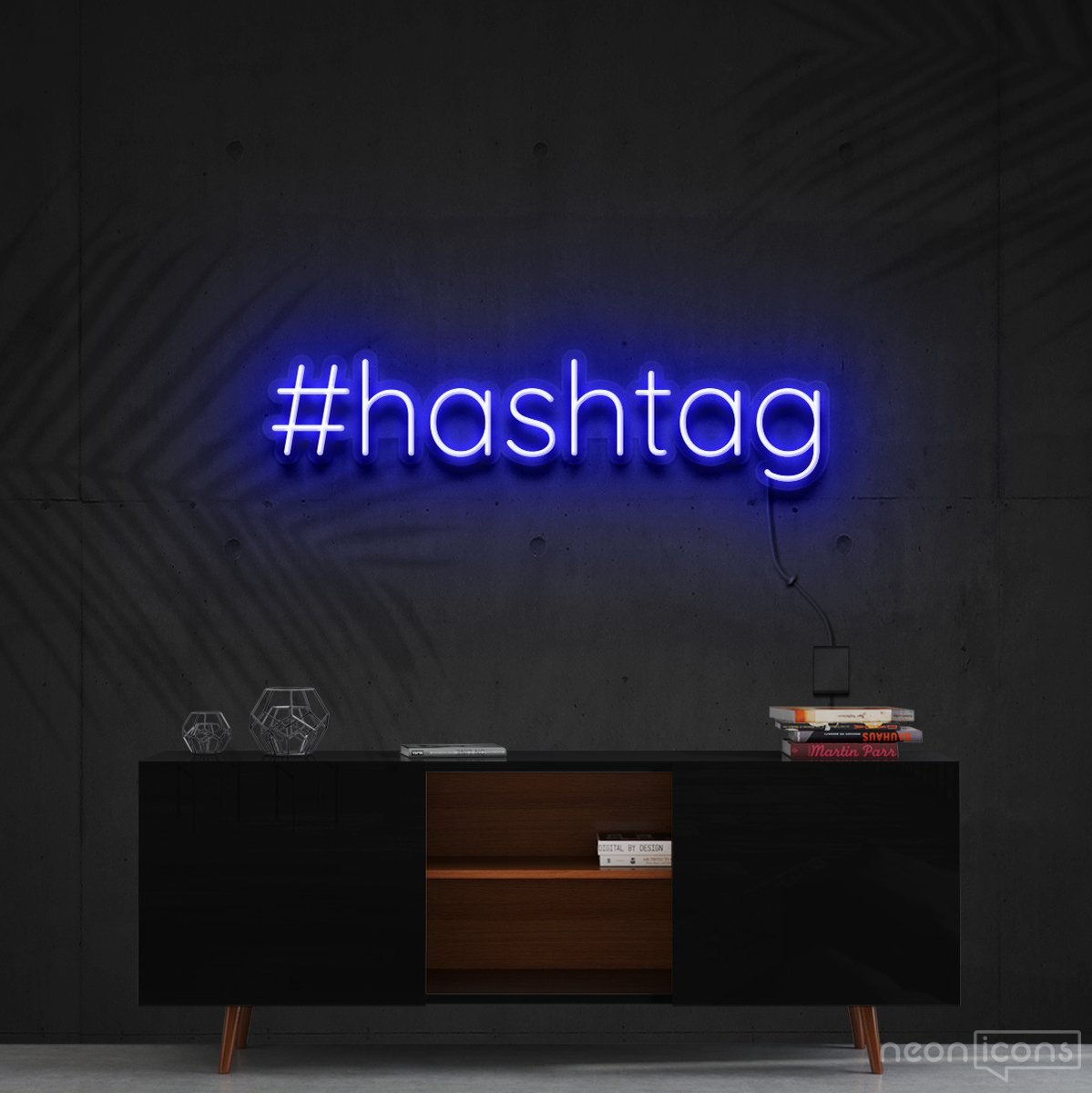 "#Hashtag" Neon Sign 60cm (2ft) / Blue / Cut to Shape by Neon Icons