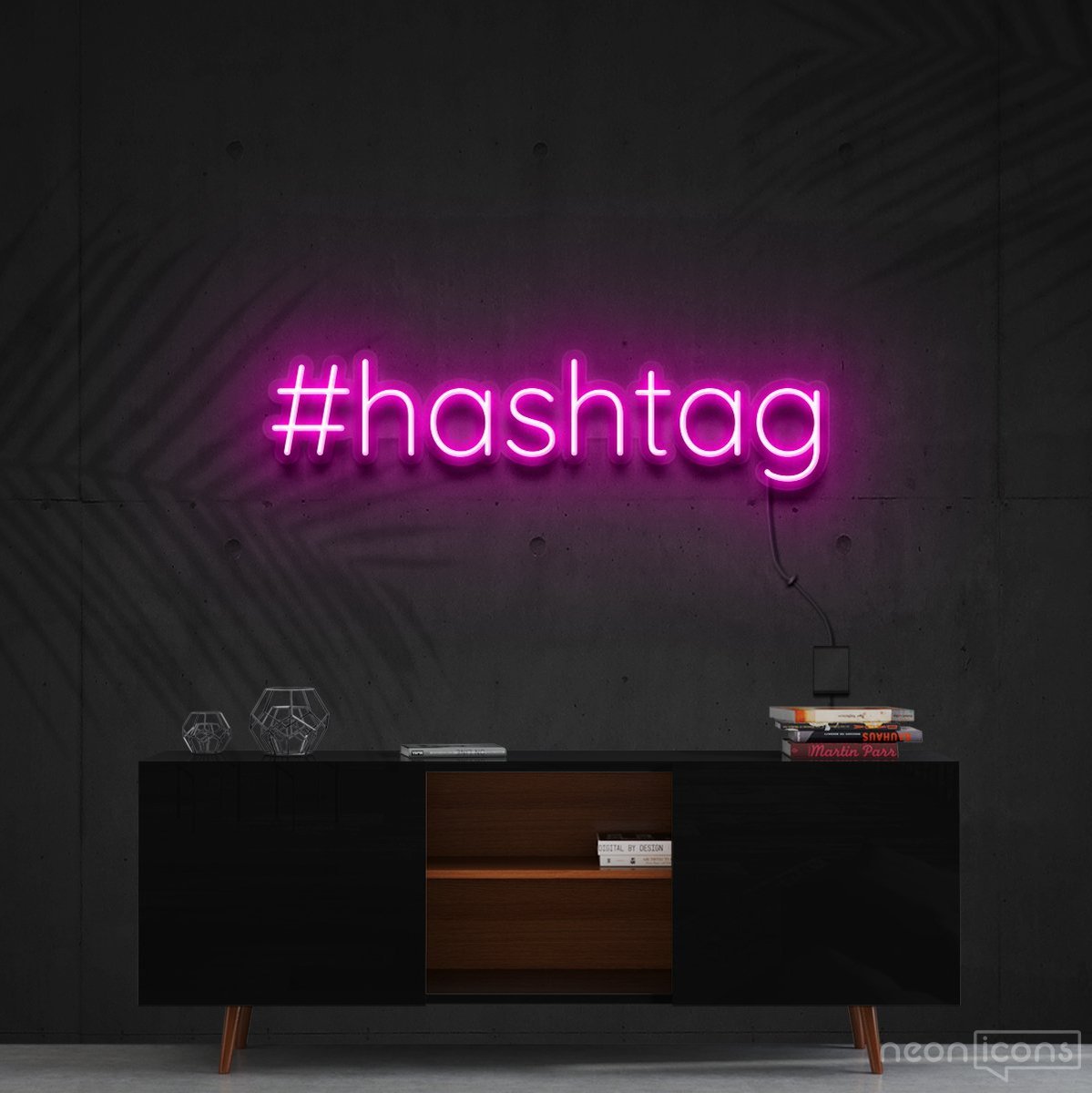 "#Hashtag" Neon Sign 60cm (2ft) / Pink / Cut to Shape by Neon Icons