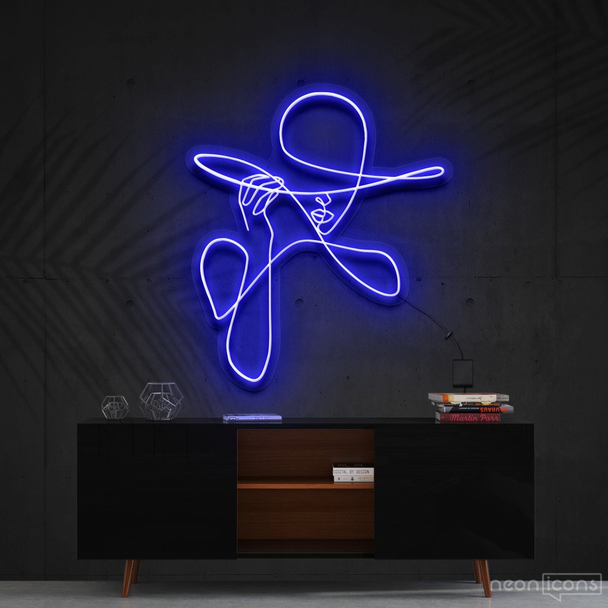 "Haute Couture" Neon Sign 90cm (3ft) / Blue / Cut to Shape by Neon Icons