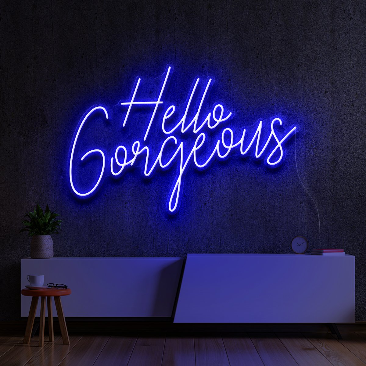 "Hello Gorgeous V2" Neon Sign 60cm (2ft) / Blue / LED Neon by Neon Icons